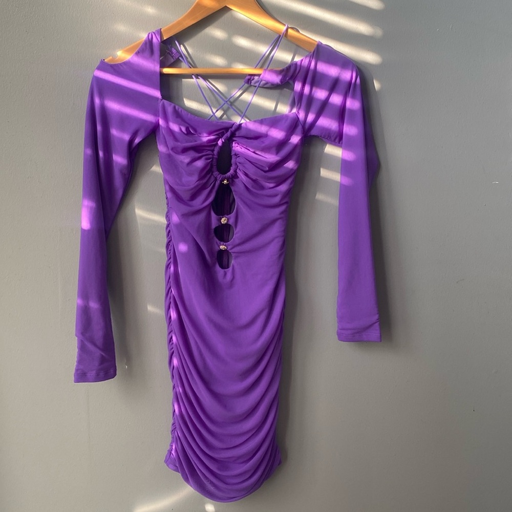 Purple Ruched Bodycon Mini Dress